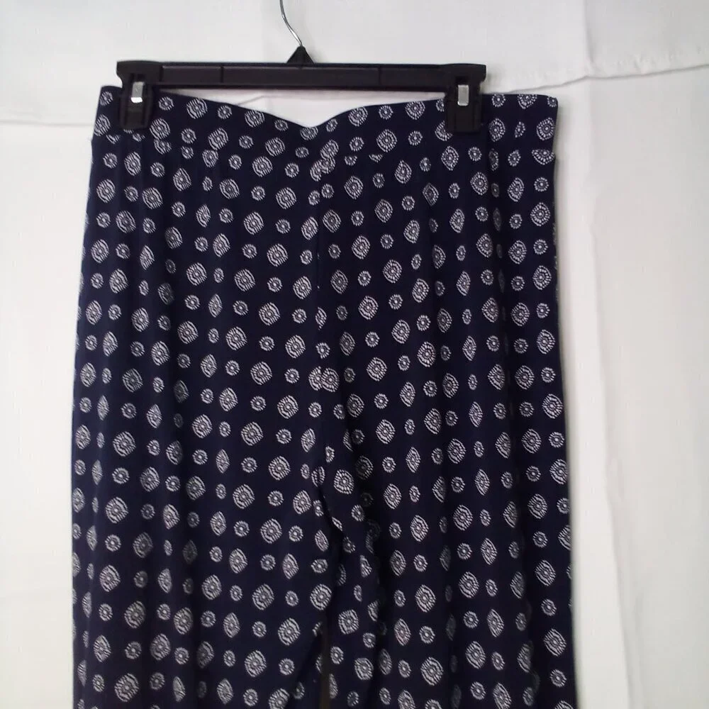 Vince Camuto Pants Women S Pull On Elastic Waist Soft Stretched Pattern Blue